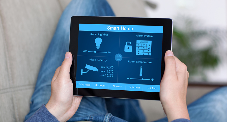 The ability to access and control security components from a mobile device is one of the top smart home trends in Santa Clarita. Close-up of smart home security app.